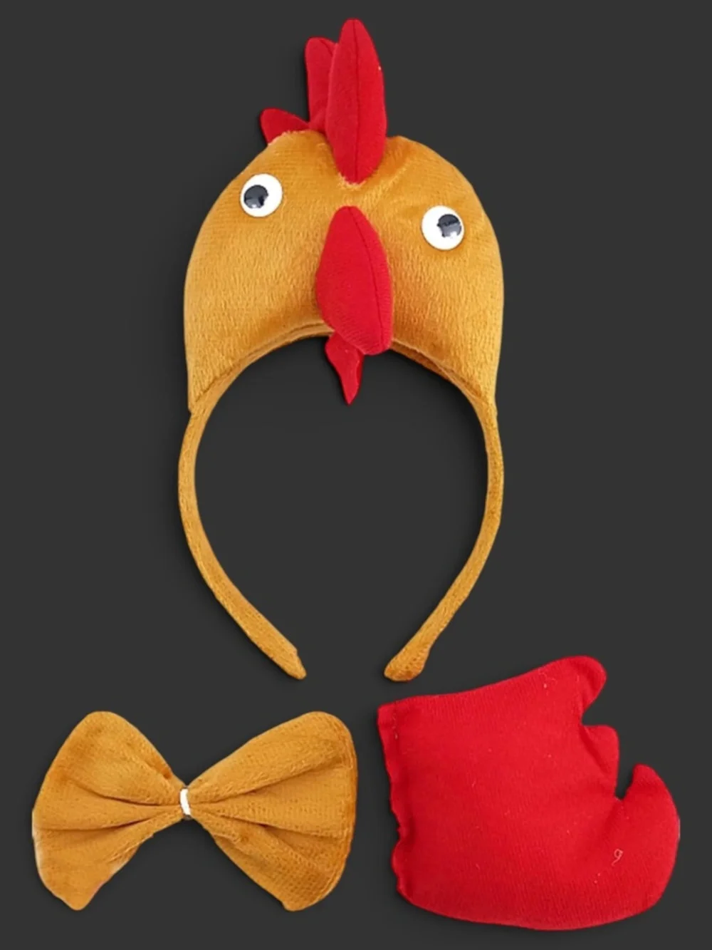Rooster Chicken Costume Set, Headband Tail Bow Tie, Halloween Farm Animal